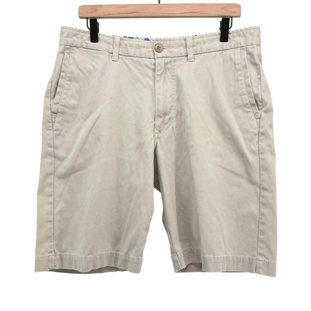 Tommy Bahama Shorts Mens 34x10 Khaki Ribbed Cotton Stretch Chino Casual Summer